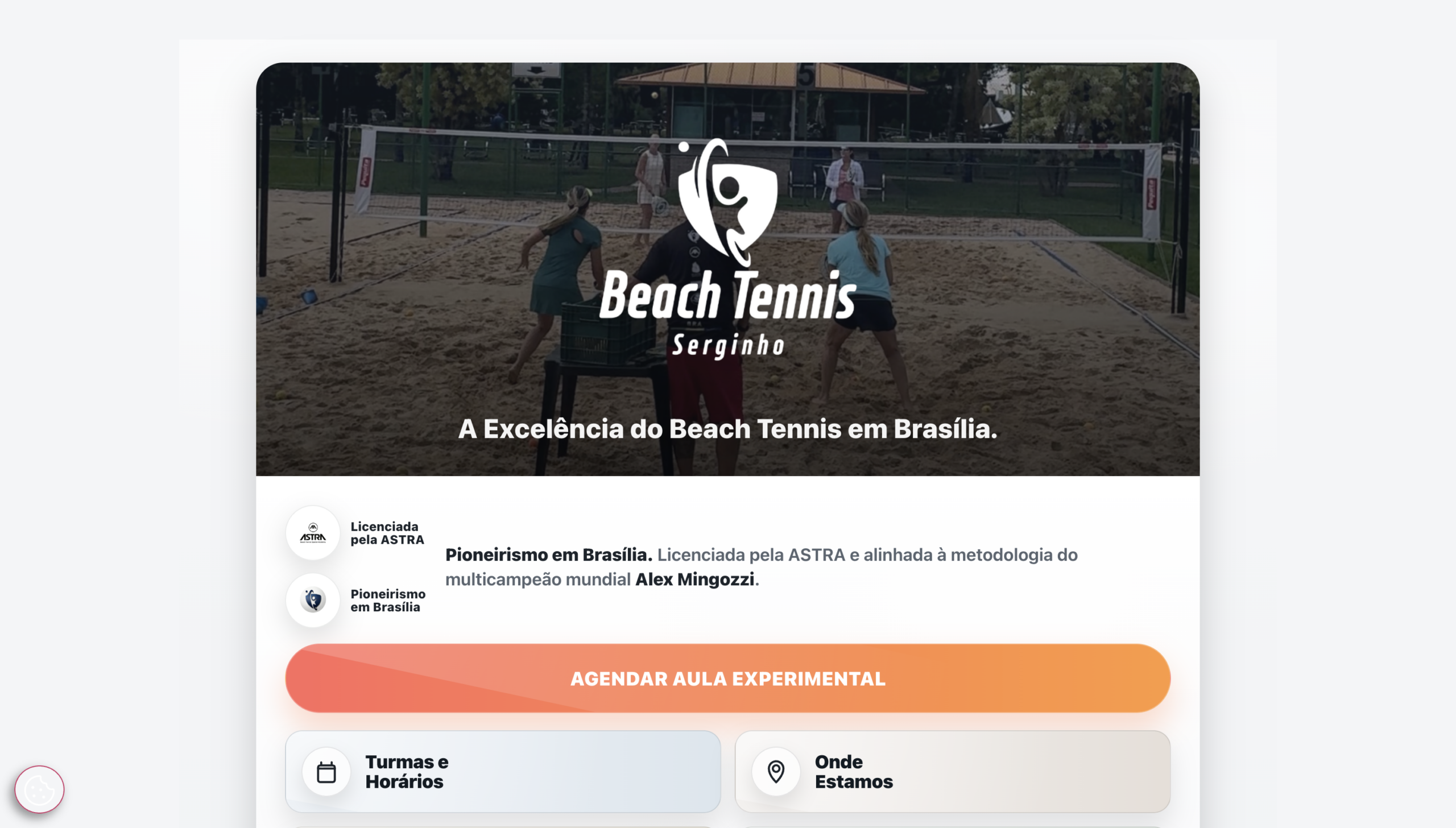 Página modelo Beach Tennis Serginho